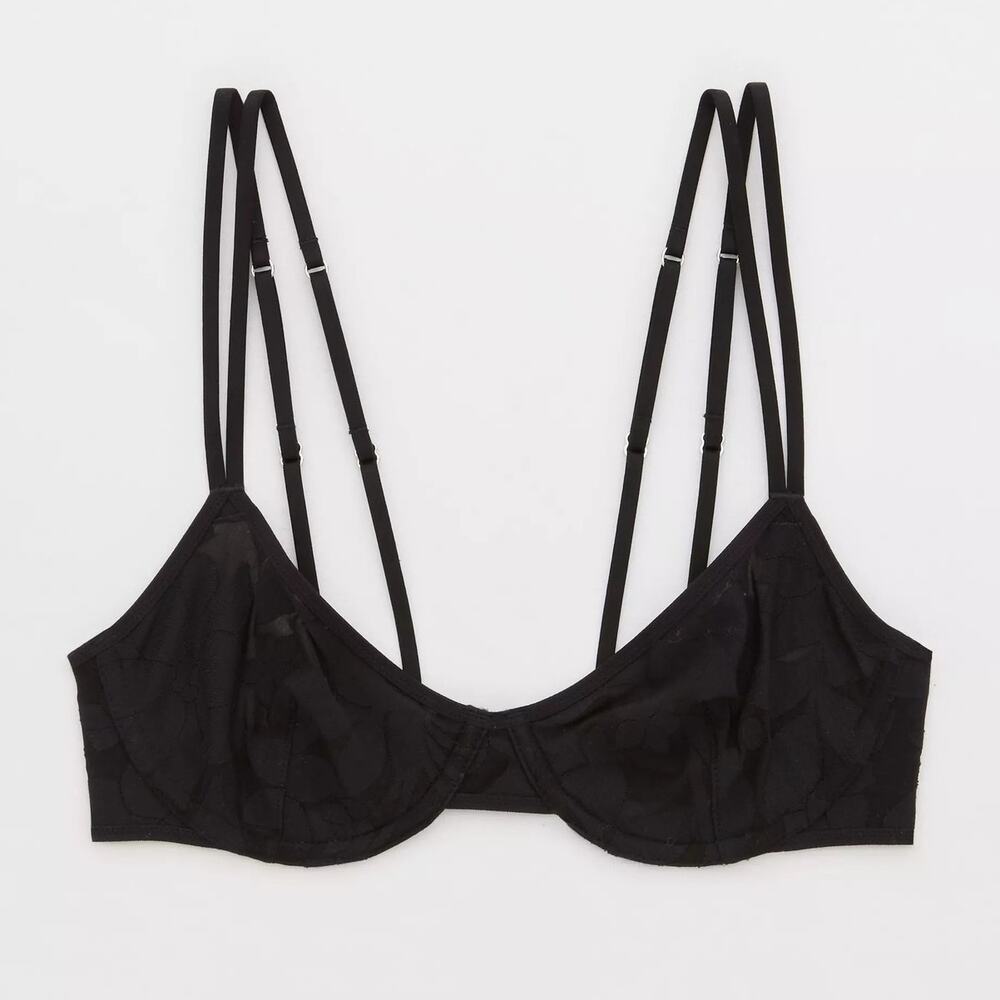 Aerie Superchill Floral Modal Unlined Demi Bra True Black 40D NEW
